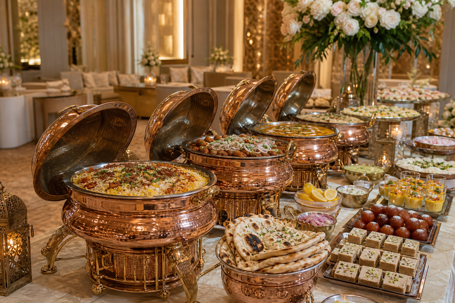 Catering spread from House of Biryanis & Kebabs